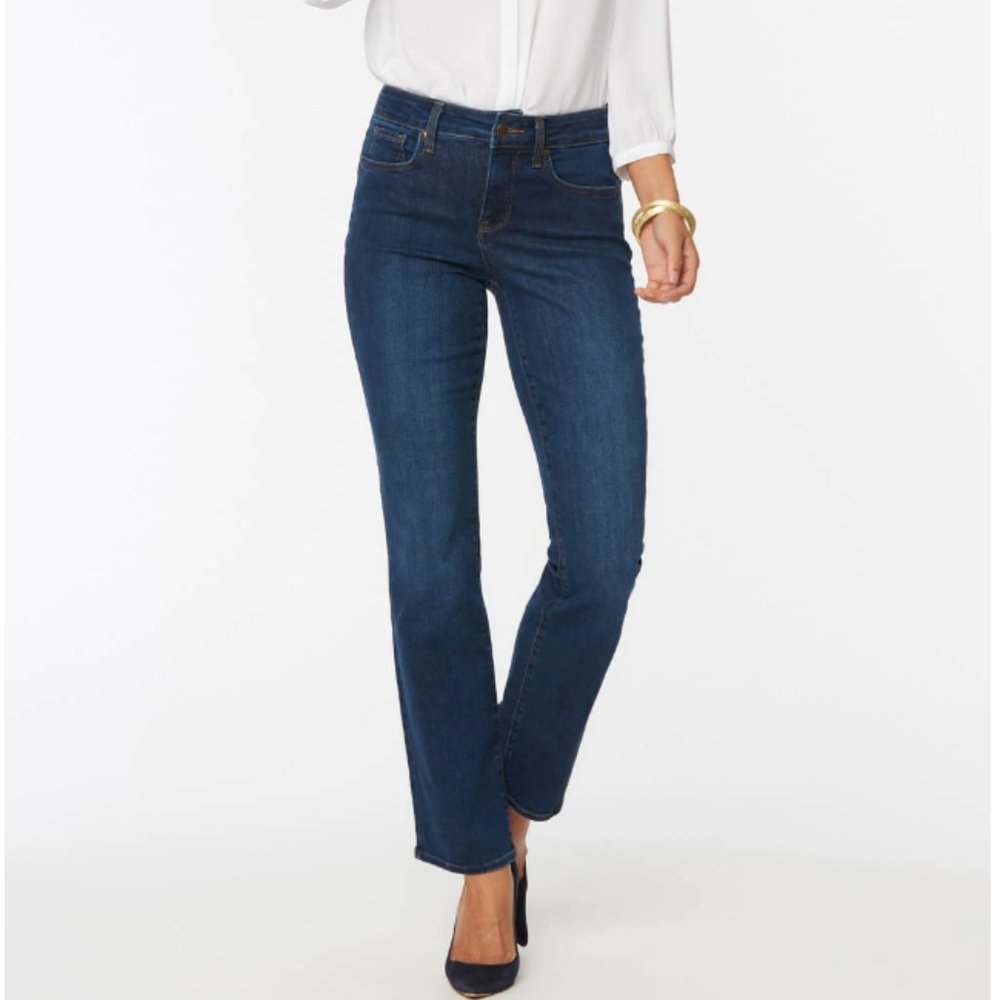 NYDJ Marilyn Straight leg Jeans Lift Tuck, size 16P. Dark Blue Wash